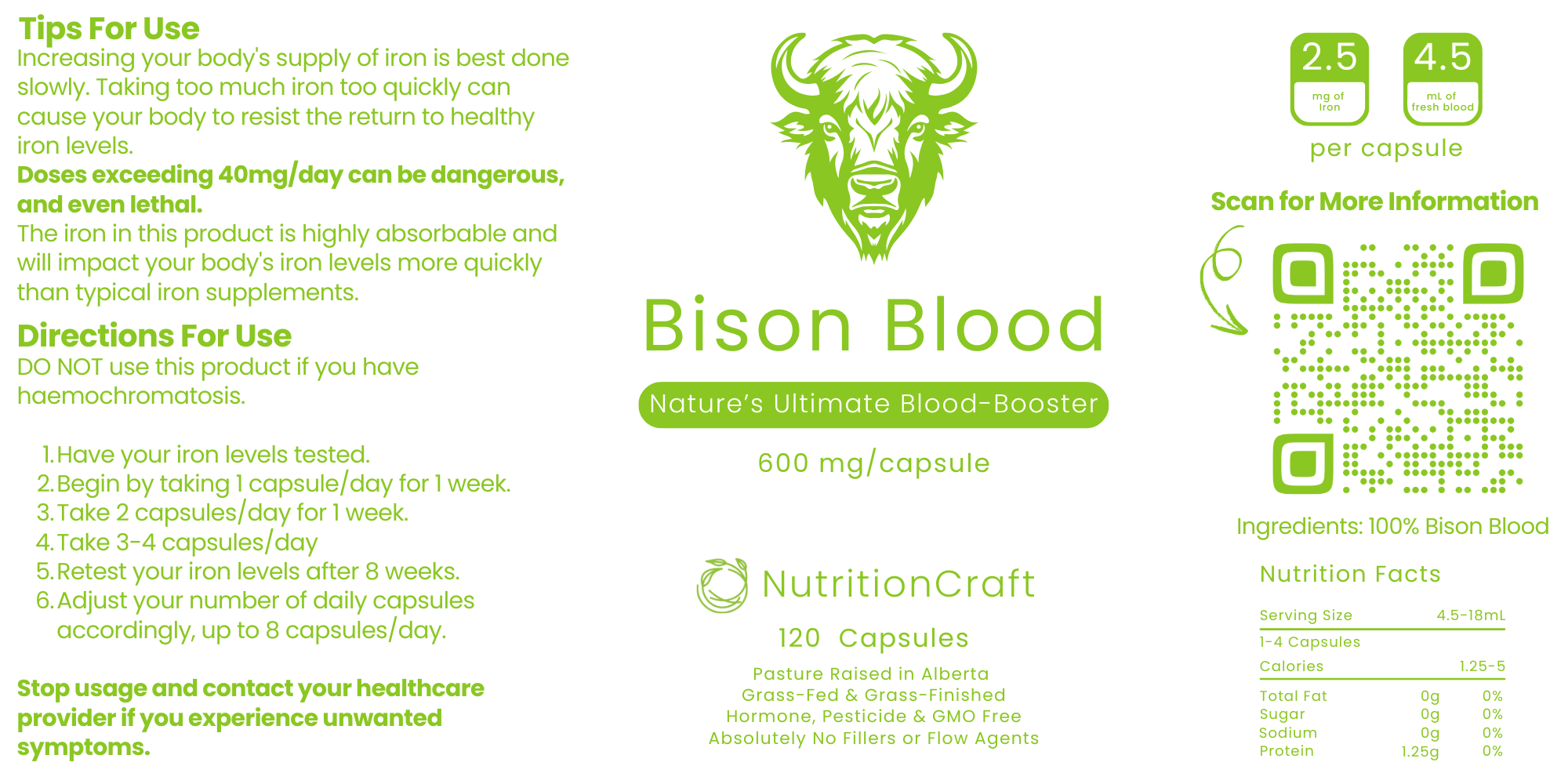 Grass-Finished Bison Blood Capsule